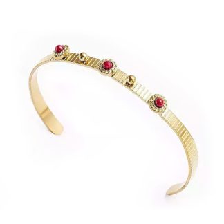bracelet jonc or pierre rouge