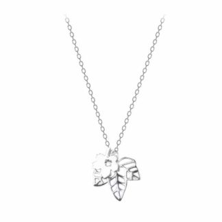 collier argent forme feuille